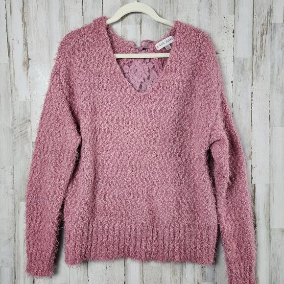 Knox Rose Eyelash Lace Back Sweater Dusty Rose Size XXL - Picture 1 of 12
